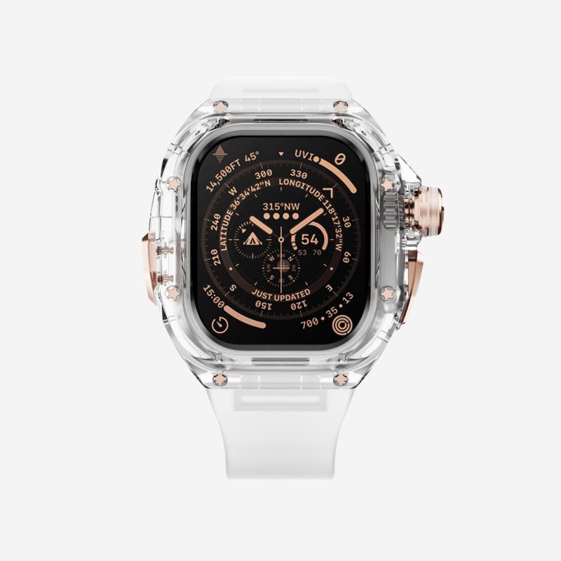 RM Crystaluxe Series - Fluororubber Band Crystal Case Retrofit Kit For Apple Watch